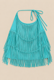 Teal Fringe top