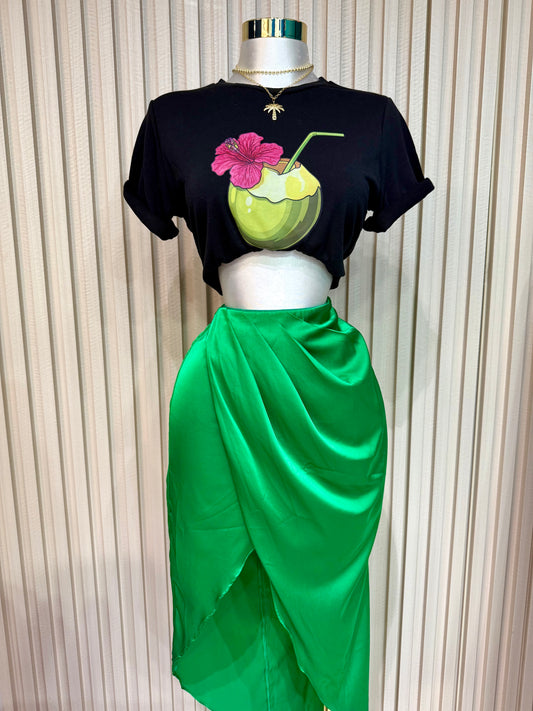 Green Satin Skirt (Medium)