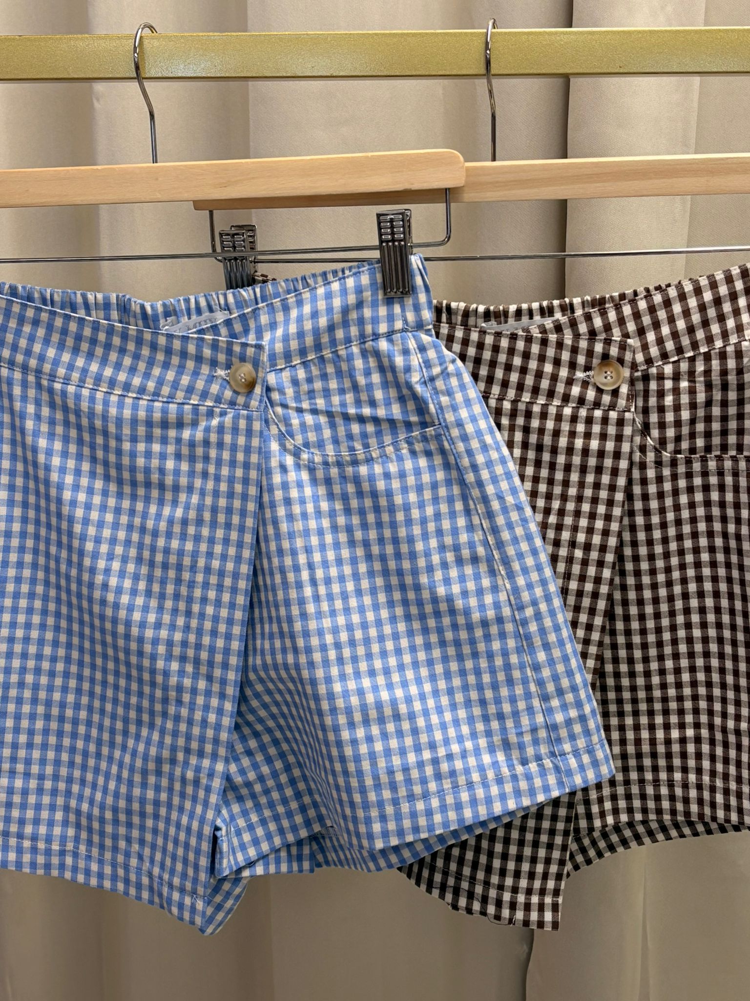 Ging ham Brown Falda pantalon